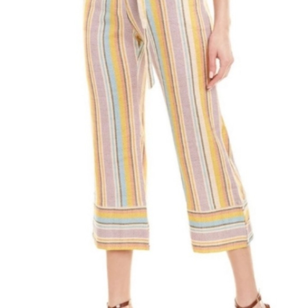 ELLEJAY | REVOLVE Linen Blend Bold Striped Pants w/ Belt Women's  size S - Picture 2 of 6